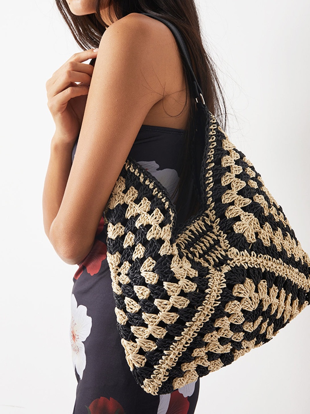 Commense Vintage Crochet Macrame Shoulder Bag